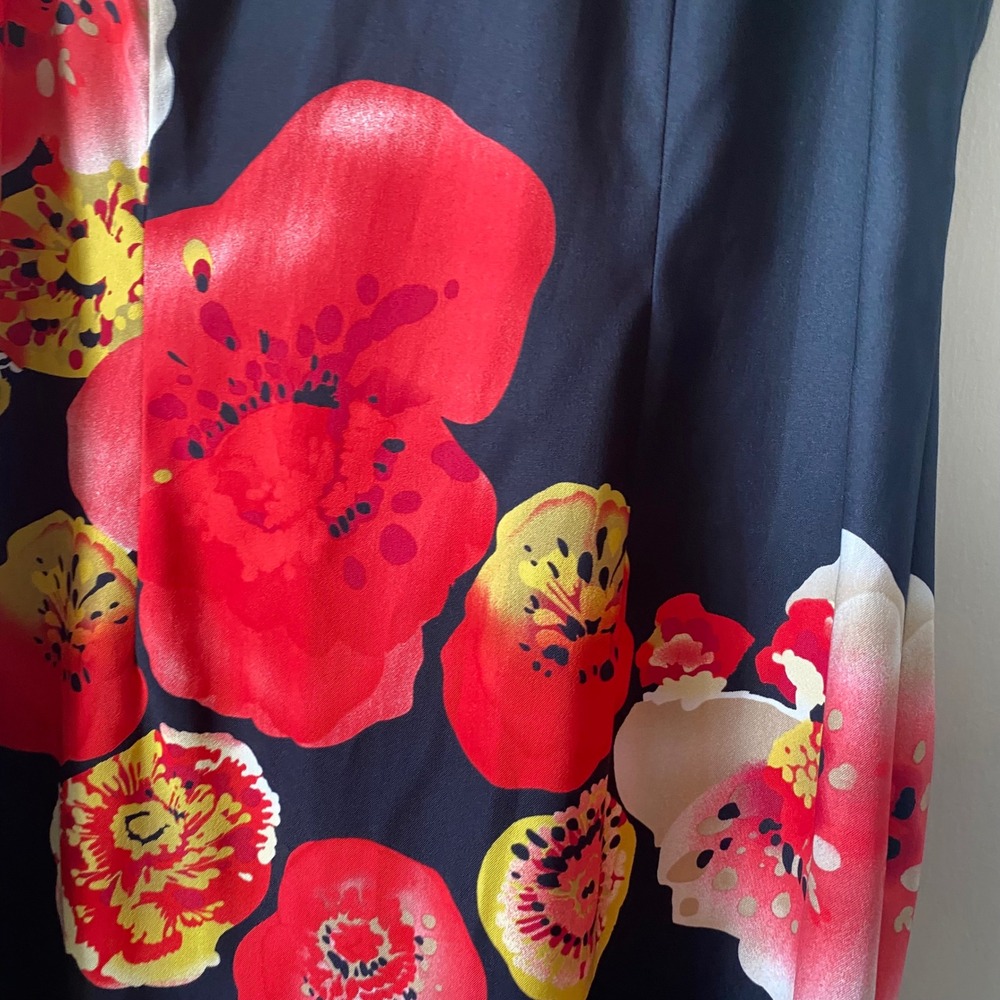 AB 16 Womens Black Sleeveless Floral Print Dress bright colorful - Picture 2 of 3